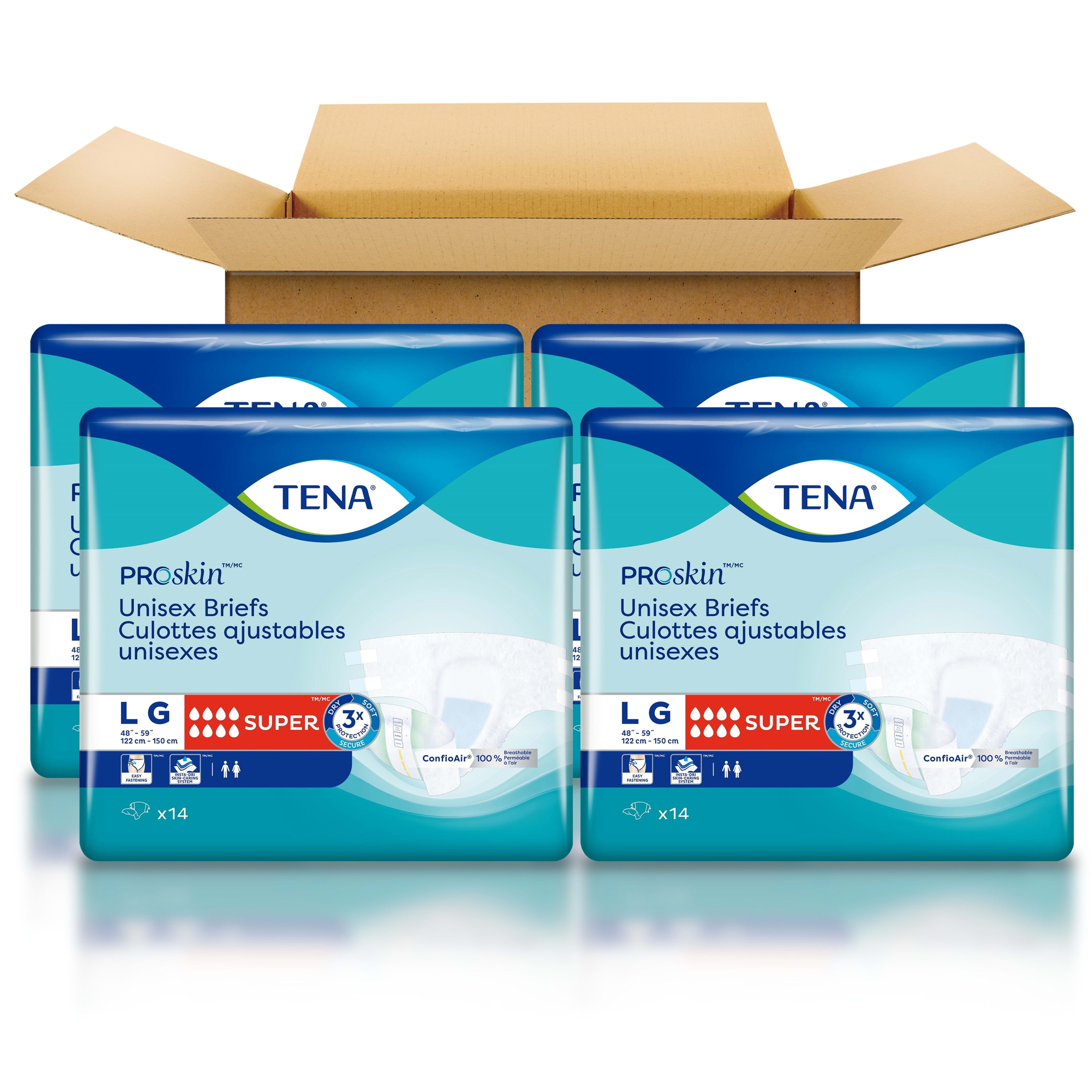 Tena ProSkin Unisex Adult Diapers, Maximum Absorbency, Large, 56 ct