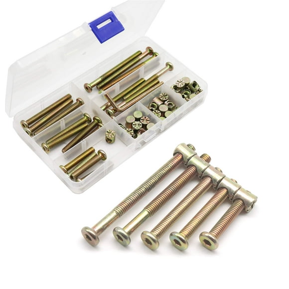Simmons Kit De Repuesto De Hardware Para Piezas De Cuna Cseao Juego De 25 Pernos Con Casquillo Hexagonal, Kit Surtido De Tuercas Cilíndricas Para Literas, Sillas De Cuna, Montaje De Muebles M6X35 Mm/
