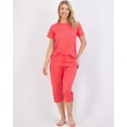 thumbnail image 5 of 2 Pack: Women’s Cozy Short-Sleeve PJ Top with Capri Pants - Pajama Lounge & Sleepwear Set (Available In Plus), 5 of 6