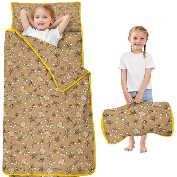Brown Christmas Pattern Toddler Nap Mats for Kids Preschool,50"x20" Sleeping Mat Bag or Kids,Toddler Sleeping Bag,Toddler Nap Mat or Daycare