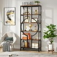 thumbnail image 2 of Tribesigns 70.9 Inch Industrial Bookshelf, 6-Tier Tall Bookcase with Open Shelves, Wood and Metal Display Shelf Storage Shelves for Bedroom, Living Room and Home Office, Vintage Brown, 2 of 7