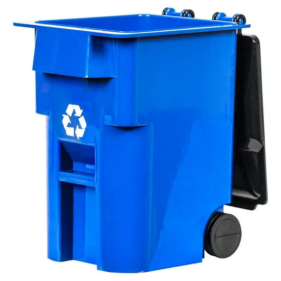 Mini Blue Recycling Trash Can With Lid & Wheels for WWE & AEW Wrestling Figures