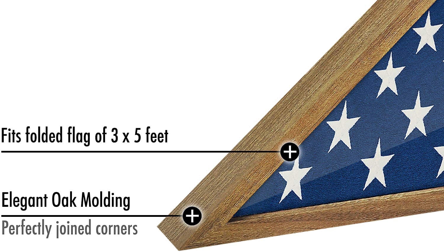 Americanflat Flag Case for Veterans - Fits a Folded 3' x 5' American Military Flag - Triangle Display with Polished Plexiglass (Barn Wood)