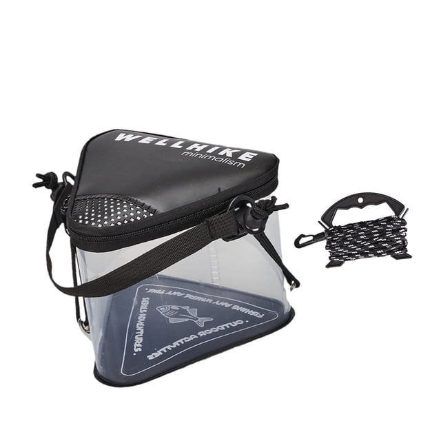Cubo de pesca, organizador de almacenamiento para viajes, camping y jardinería. Negro