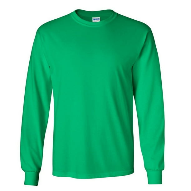 Gildan - Camiseta básica de manga larga para hombre- 22 colores diferentes (Verde irlandés)