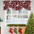 thumbnail image 3 of Christmas Tie Up Valances Curtain, Red Black Plaid Reindeer Pine Tree Leaf Snowflakes Adjustable Rod Pocket Short Window Treatment Tie Up Curtains Valances for Kitchen Living Room Bathroom 54x18 In, 3 of 9
