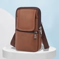 thumbnail image 4 of Riñoneras informales de cuero para hombre, Bolso cruzados de hombro ajustables, multifuncionales, ligeros, resistentes al desgaste, accesorios para exteriores, 4 of 7