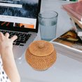 thumbnail image 2 of SHISUYAN 1Pc Creative Rattan Woven Storage Basket with Lid Snacks Sundries Storage Box Organizer, 2 of 8