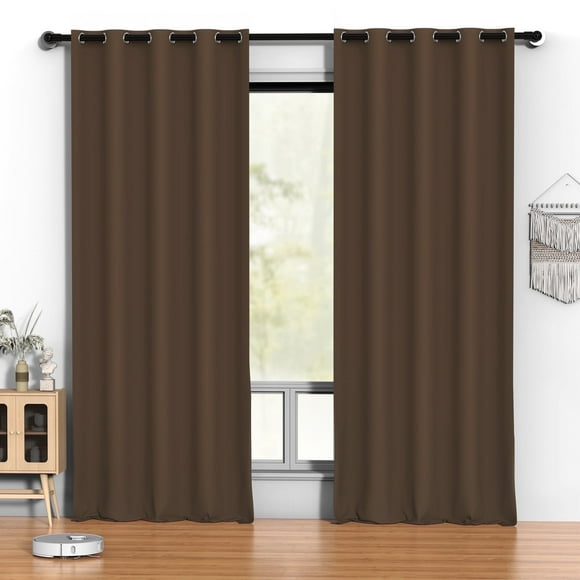 Cortinas Blackout Marrones 52 x 96 Pulgadas, Juego de Cortinas Térmicas Aisladas Negras de 2 Paneles, Cortinas Que Reducen el Ruido y Oscurecen la Habitación para Recámara, Sala de Estar, Protección