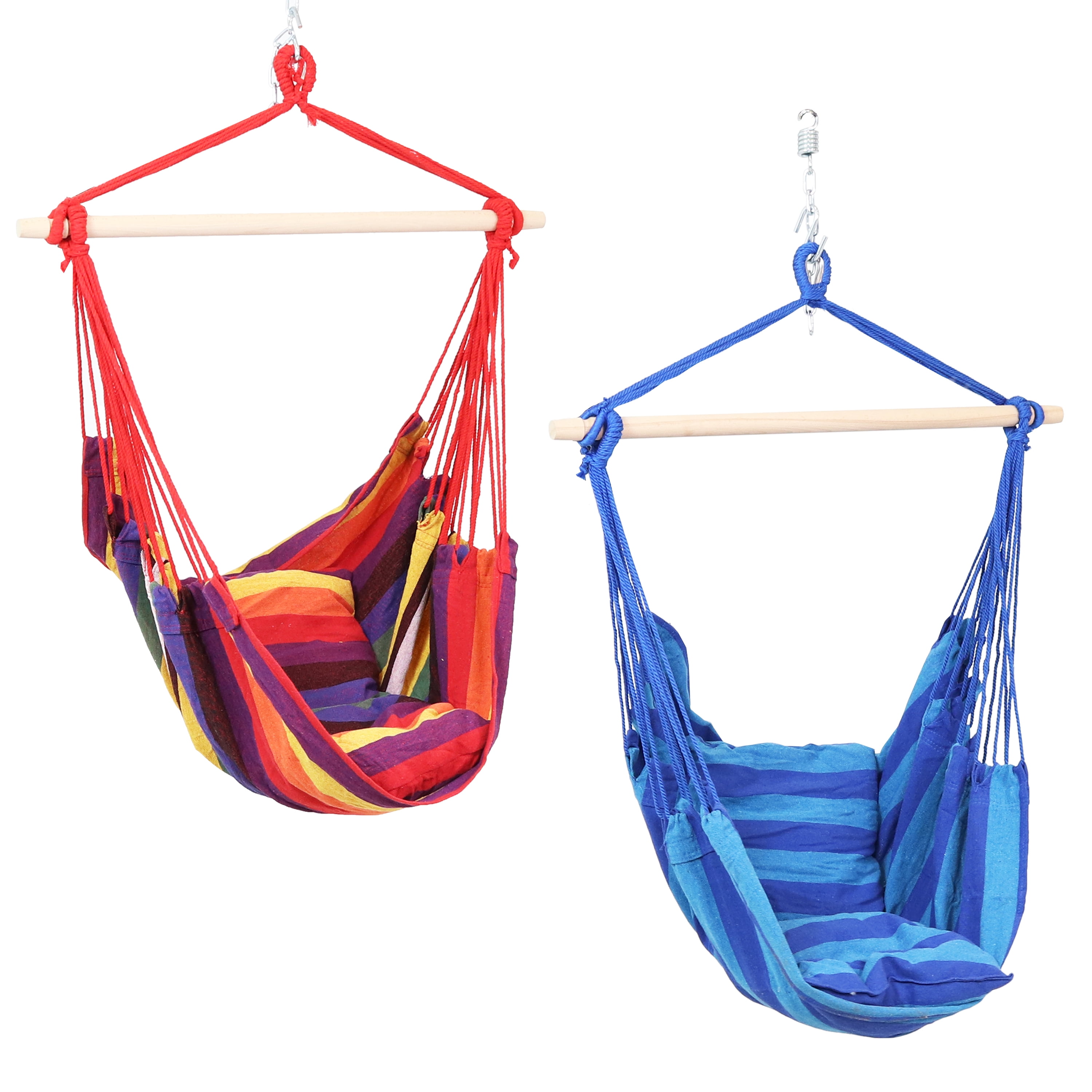 Sunnydaze Hanging Rope Hammock Chair Swing Double Cushion Hanging