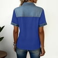 thumbnail image 4 of Denim Tops for Women Women Lapel Vintage Short Sleeve Tops with Denim Collar Button Up New Western Spring Fall Sweatshirts (Blue,M), 4 of 5