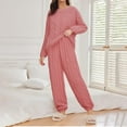 thumbnail image 2 of VISALY Women Pajama Sets Fleece Fluffy Set Comfortable Pullover Long Sleeve Tops Sleep Pants Loungewear Set Ribbed Pjs Warm Sleepwear Home Wear Winter Pajama Pink 3Xl, 2 of 4