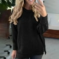 thumbnail image 2 of HAiming Women's Long Sleeved Sweatshirts Trendy Solid Color Round Neck Pullover Tops Plus Size Loose Casual Blouses, 2 of 7