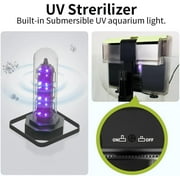 Aquarium Filter U-V Light 3 in 1 Fish Tank Filter, Tawatiler 215 GPH Green Water Cleaning Filter Pump, Double Waterfall 8W Quiet Hang on Filter for 30-60 Gallon Aquariums Saltwater Freshwater