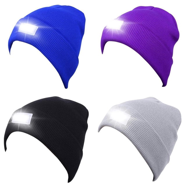 Gorro LED suave , manos para denteros, gorro de punto para hombres, mujeres, , senderismo, , ciclismo 4 piezas Baoblaze Sombrero Light Up Beanie