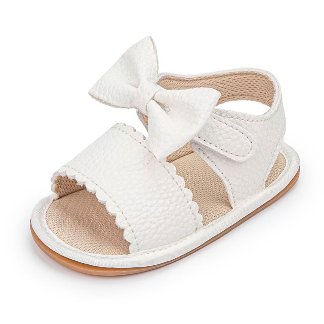 Meckior Baby Girls Sandals Rubber Sole Infant Flats Bowknot Shoes for
