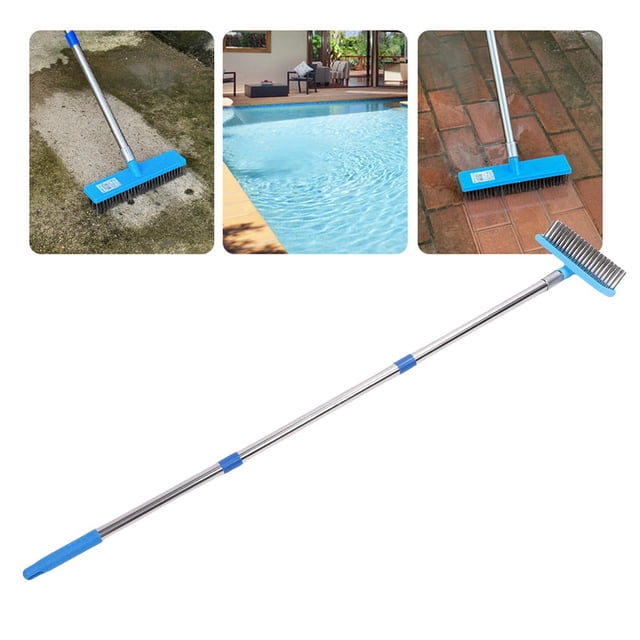 Cepillo De Cubierta De Servicio Pesado Pincel De Acero Inoxidable Broun Telequero Telescópico Escoba Con Poste Extendido Para El Jardín De Patio Área De Hormigón Garaje