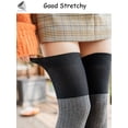 thumbnail image 5 of PULLIMORE Womens Thigh High Socks Double Colors Matching Long Tube Socks Over the Knee Knit Boot Stockings (Green), 5 of 8