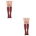 thumbnail image 3 of Minnieouse Calcetines hasta el muslo a rayas Botas de calcetín de estilo simple JK Legwarmers Día de San Valentín para diario Fiesta de Halloween 2piezas franja negra roja Minnieouse CBP334146, 3 of 5