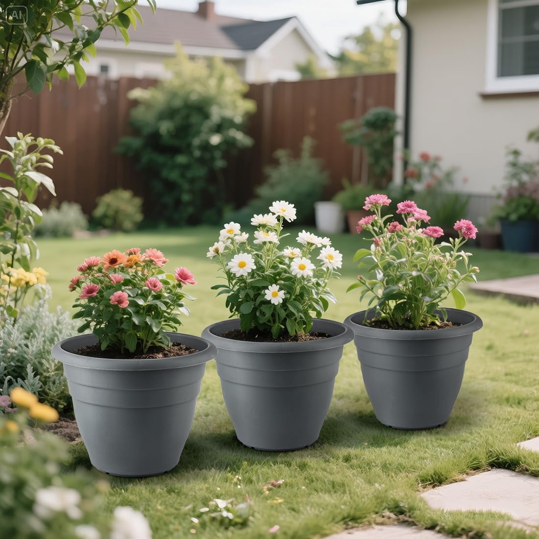 5 Pack 10 Inch Plant Pots Lightweight Planters with Drainage Holes Durable Indoor Outdoor Flower Pots for Garden Patio Home Decor