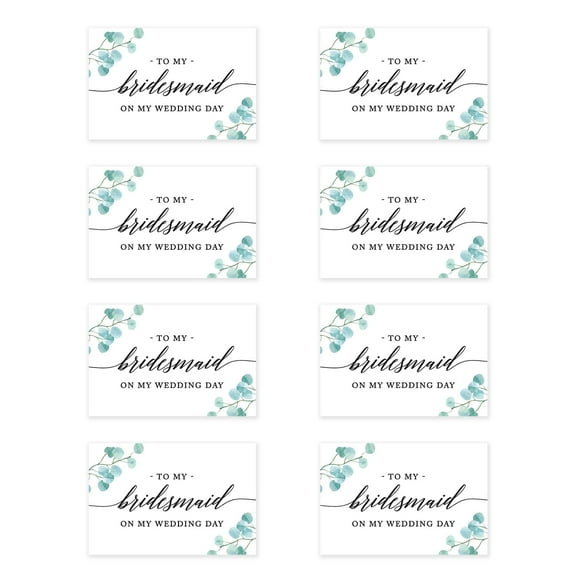 Koyal Wholesale Wedding Day Gift Cards with Envelopes Set of 8 Eucalyptus Leaves To My Bridesmaid On My Wedding Day Card