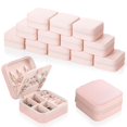 thumbnail image 1 of 12PZAS Mini Joyero Organizador con Espejos, Alajero Joyeria para Mujer de PU, 3 Capas Joyero de Viaje para Anillos Pendientes Collares Regalo Pulseras y Relojes (Rosa), 1 of 7