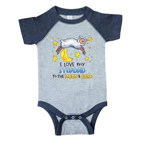 

Inktastic I Love my Stepdad to the Moon and Back Cute Sheep Gift Baby Boy or Baby Girl Bodysuit