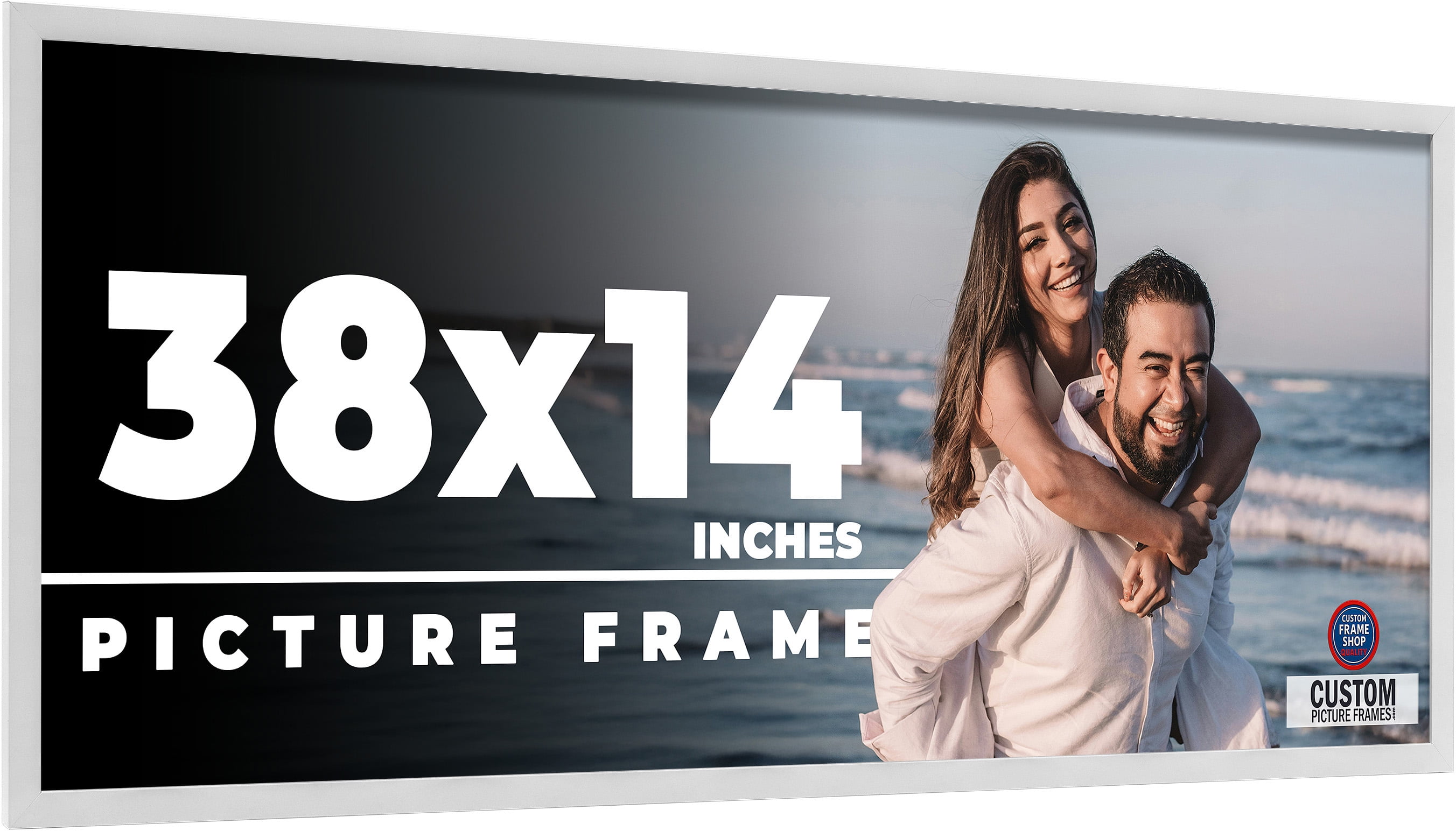 SOLIDEMO フォトパネル 34x12 Frame White Solid Wood Picture Frame Includes UV Acrylic