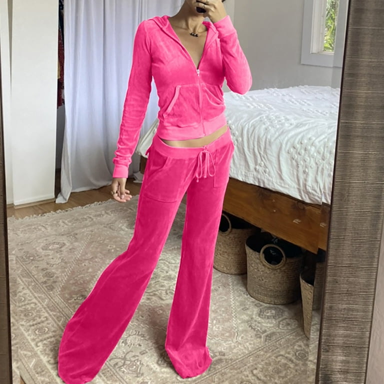 BLVB Womens Velour Tracksuit Two Piece Outfits for Women Long Sleeve Hooded Zip Crop Tops Wide Leg Pants Sweatsuits Set Hot Pink - Walmart.com BLVB Womens Velour Tracksuit Two Piece Outfits for Women Long Sleeve Hooded Zip Crop Tops Wide Leg Pants Sweatsuits Set Hot Pink - Walmart.com
