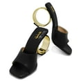 thumbnail image 3 of XYD Women Summer Square Open Toe Sandals Round Circle High Heels Slip On Mules Party Slide Shoes Size 7 Black, 3 of 4