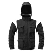 Aihuaihua Military Jackets for Men Multi-Pocket Hiking Coats with Hood Zip Up Long Sleeve Army Safari Men Bomber Jacket