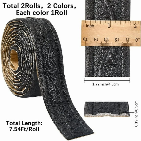 181 x 1.8'' Peel and Stick Wallpaper 3D Border Crown Molding White Black Self Adhesive Flexible Baseboard Trim Waterproof Mirror Sticky Wall Edging Base Lines Foam for Hotel Home DIY Decor