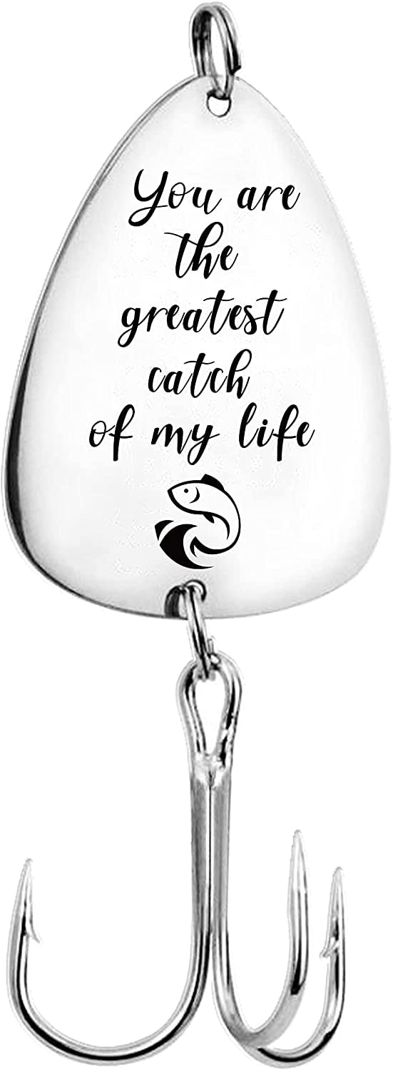 You are The Greatest Catch of My Life Fishing Lure Hook Gift Stainless Steel Treble Fishhooks Fishing Circle Hook with Gift Box Fishing Tackle for Husband Boyfriend Birthday Gift