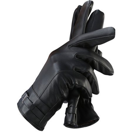 Adult Ski Gloves Touch Screen Gloves, Coxeer Leather Winter Thermal Gloves Ski Gloves Cycling Gloves for Men Boys Christmas Gift,Black ()