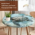 thumbnail image 5 of Retro Sea Turtles Round Fitted Table Cover Oceans Sea Stars Corals Animals Waterproof Table Cloth with Elastic Edge Wipeable Tablecloth for Picnic Camping Party Fits 45"-54" Diameter, 5 of 8