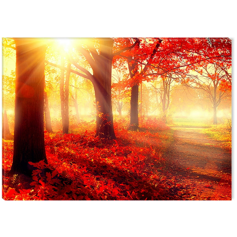 Startonight Canvas Wall Art Red Morning in the Forest USA Design for