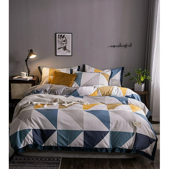 100% Cotton Reversible 3 Piece Duvet Cover Set Bedding Set Ultra Soft 1 Cover + 2 Pillow case queen