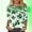 Shirts-458Green, variant on Womens Tshirts Graphic Shamrock Print 3/4 Sleeve Round Neck Cute Tops St Patricks Day Clover Green Glitter Effect Festival Tee