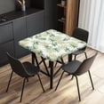 thumbnail image 2 of FKELYI Green Palm Leaf Print Square Fitted Table Cover Anti-Dust Tablecloth with Elastic Edge Card Tables Top Cover Kitchen Accessories Home Decoration, 34x34 inch, 2 of 6
