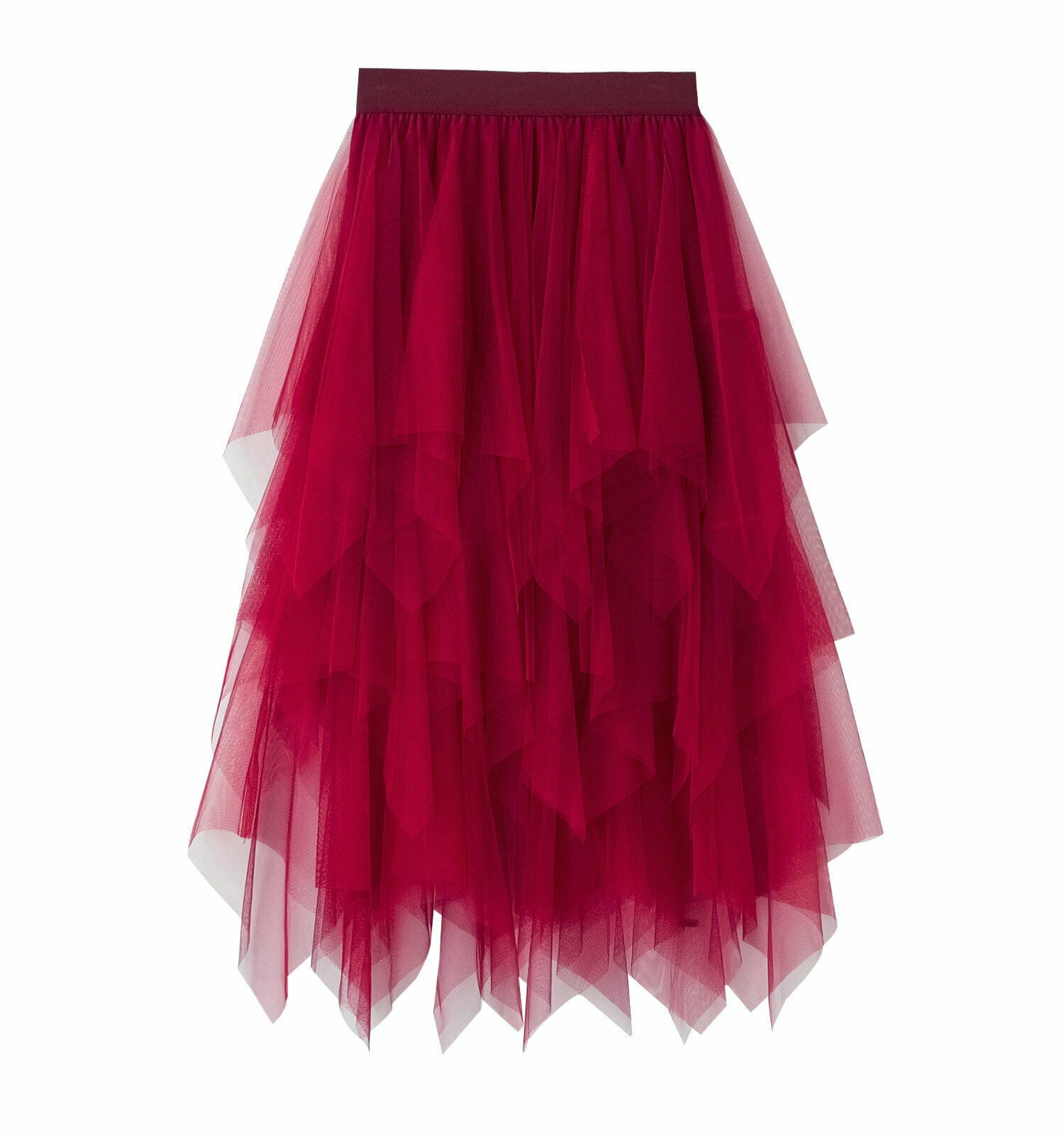 Womens Ladies Tulle Mesh Skirt Elastic High Waist Layers Pleated Maxi ...
