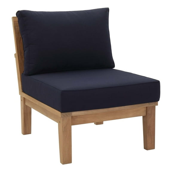 Ergode Marina Armless Outdoor Patio Teak Sofa - Natural Navy
