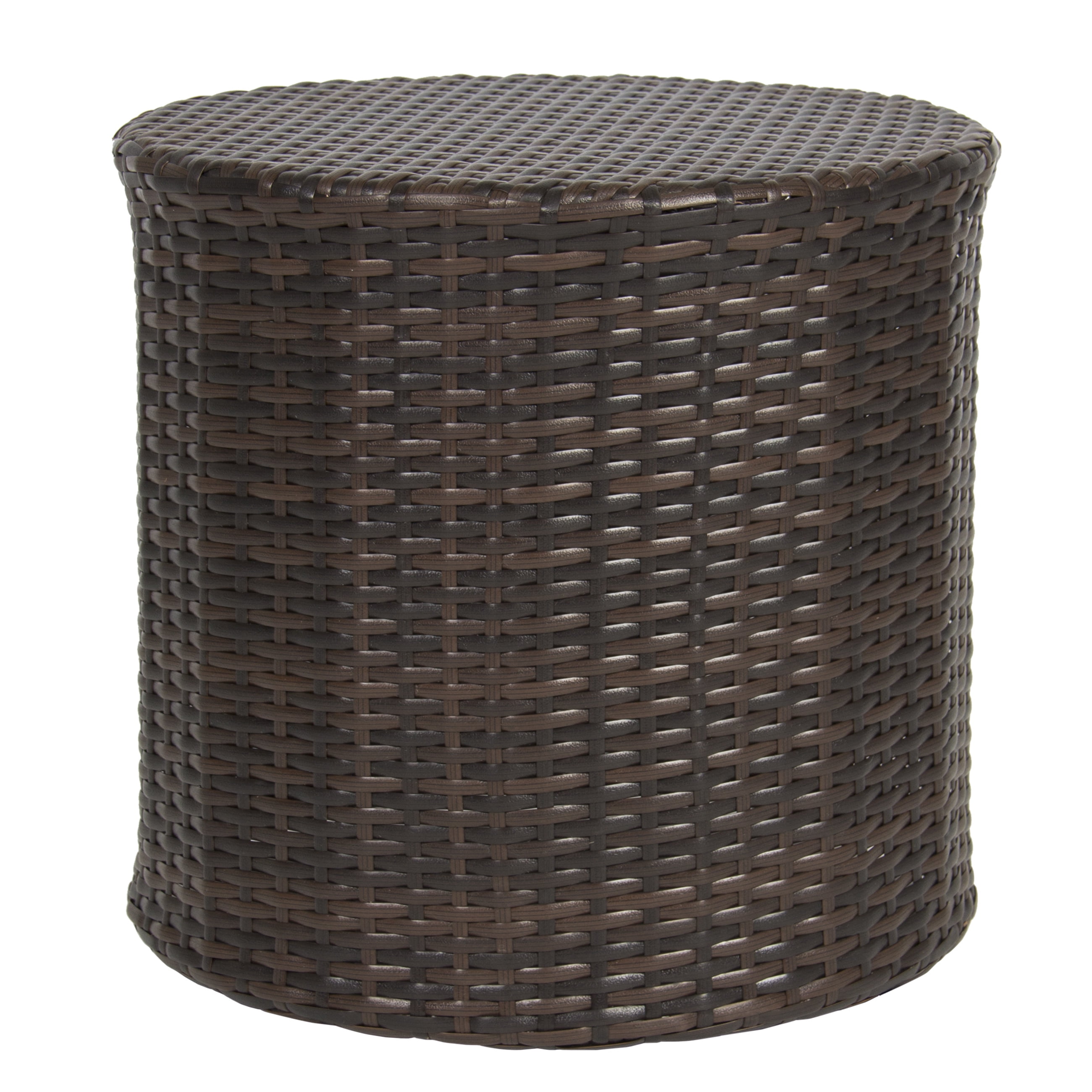 Patio Outdoor Wicker Rattan Barrel Side Table Garden Backyard Pool
