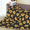 thumbnail image 6 of Pofeuu Royal Blue Plaid Sunflower Print Ultra-Soft Micro Fleece Blanket,for Bed Or Sofa,All Season Throw Blankets Flannel Blanket-50"x40", 6 of 7