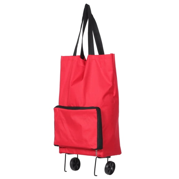 OATIPHO Red Foldable Grocery Tote with Wheels, Large Capacity for Shopping and Storage