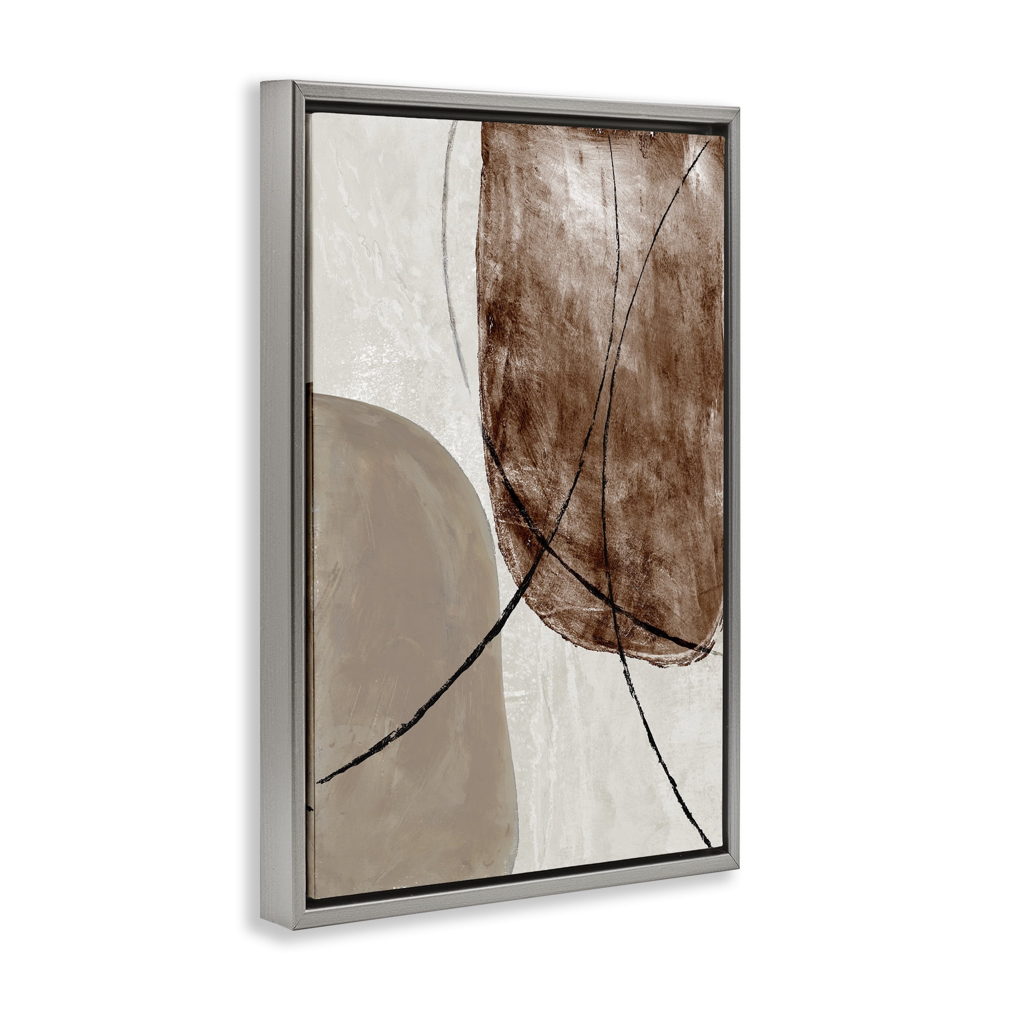 Stupell Industries Taupe & Brown Abstract Gray Framed Floater Canvas Wall Art, design by Merri Pattinian