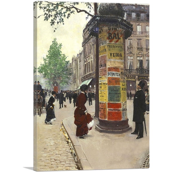 ARTCANVAS Paris Kiosk 1880 Canvas Art Print by Jean Beraud - Size: 26" x 18" (0.75" Deep)
