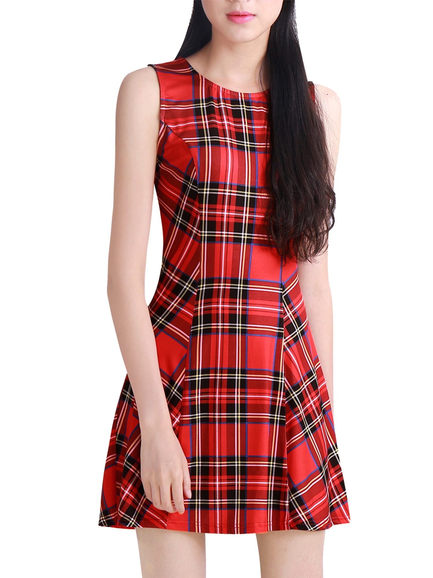 balbina blouse and sleeveless plaid dress