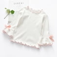 thumbnail image 3 of GYRATEDREAM Unisex Toddler Baby Solid Color Undershirt Boys Girls Wooden Ear Edge Fall Top Kids Long Sleeve Crew Neck Blouses Top for 1-8 Years, 3 of 7