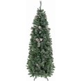 thumbnail image 1 of HOMCOM 6ft Tall Pencil Artificial Christmas Tree, Xmas Tree with 618 Snow Dipped Branches, Auto Open, Steel Base, Green, 1 of 8