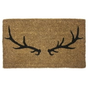 Entryways Deer Antlers Handwoven Coconut Fiber Indoor Outdoor Doormat, 18'' x 30'', Black